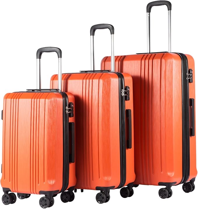 Coolife Luggage Expandable Suitcase PC+ABS 3 Piece Set with TSA Lock Spinner 20in24in28in
