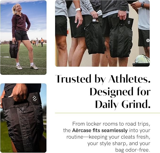 Salt Aērcase Smell Proof Cleat Bag – XL Size - Athletic Soccer & Golf Shoe Bag for Smelly Cleats & Gym Shoes- Durable, Water-Resistant, & Easy to Clean