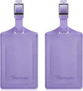 Travelambo Luggage Tags for Suitcases Faux Leather Privacy Protection 2 Pack Bag Tags Travel Accessories Essential, Classic Purple