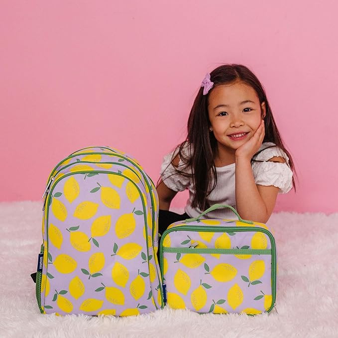 Wildkin Kids Insulated Lunch Box – Durable and Reusable for School & Travel - Lilac Lemonade