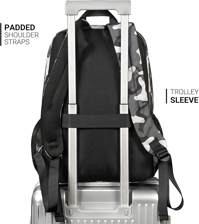ZORFIN 26L Backpack for College, and Travel: Water Resistant Bookbag - Camo Black