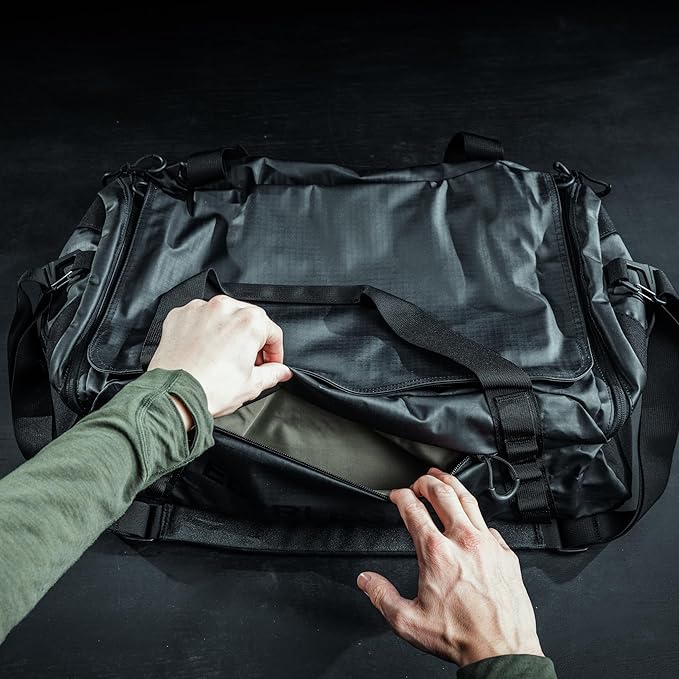 Eberlestock Hyllus Duffel Bag for Men - Durable, Water-Resistant, Small Men's Duffle Bag with Zipper Pockets, Ideal for Travel & Gym, Tactical Gear Bag, Hunting, Fishing, Camping - Military Green, 65L