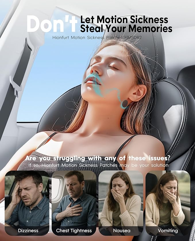 HMSDR2 32ct Motion Sickness Patches with Plant Essence – Lemon – Sea Sickness Patches for Cruise, Car, Airplane – Non-Drowsy, 72H Lasting