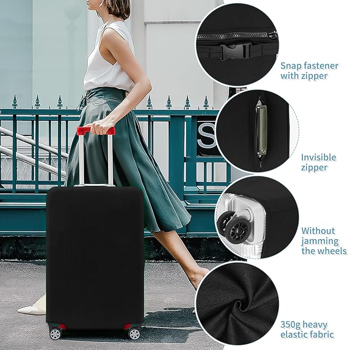 Yotako Luggage Cover,Thicker Luggage Protector Elastic Suitcase Cover Protector, Travel Anti Scratch Fits 18-32 Inch Suitcase Travel Accessories (24", Black)