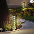 Solar Powered Outdoor Floor, 2 Piece Outdoor Floor Lamps, Solar Lanterns Waterproof Resin Wicker, Weather-Resistant Rattan Deck Light for Patio, Lawn, Porch, Garden