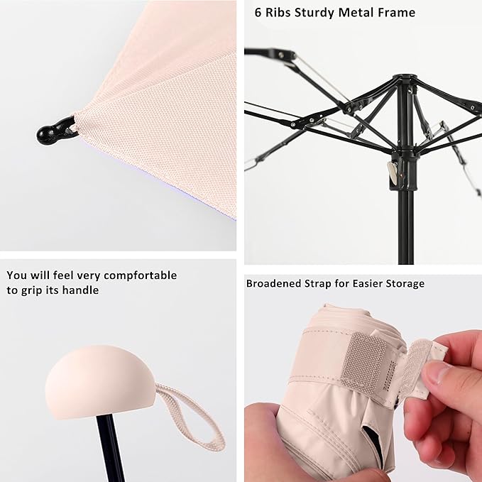 BAODINI Travel Mini Umbrella for Purse With Case Small Compact UV Sun Protection Sun Lightweight Tiny Pocket Umbrella for Women Kids and Men