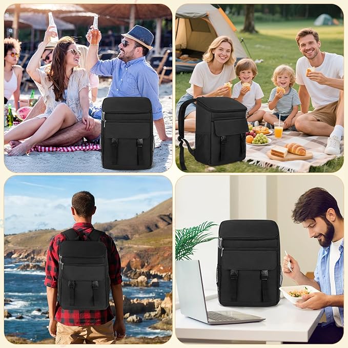 Cooler Backpack Soft Insulated Leak Proof 50 Cans Insulated Backpack Cooler Portable Picnic Camping Beach Hiking BBQ Lunch Backpack for Men and Women - Black