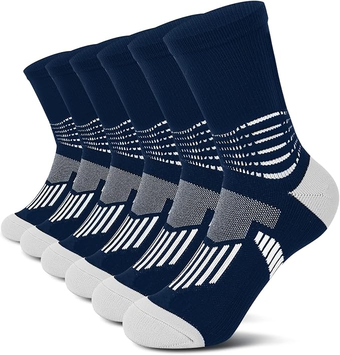 IRAMY Crew Compression Socks Athletic Running Socks for Men Women Plantar Fasciitis Relief 3/6 Pairs