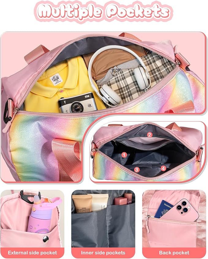 Birthday Gift for Granddaughter-Girl Gym Bag with Shoe Compartment, Kid Personalized Weekender Overnight Bags, Initial Travel Tote with Makeup Pouch, Christmas Gifts for Girls (Letter Z)