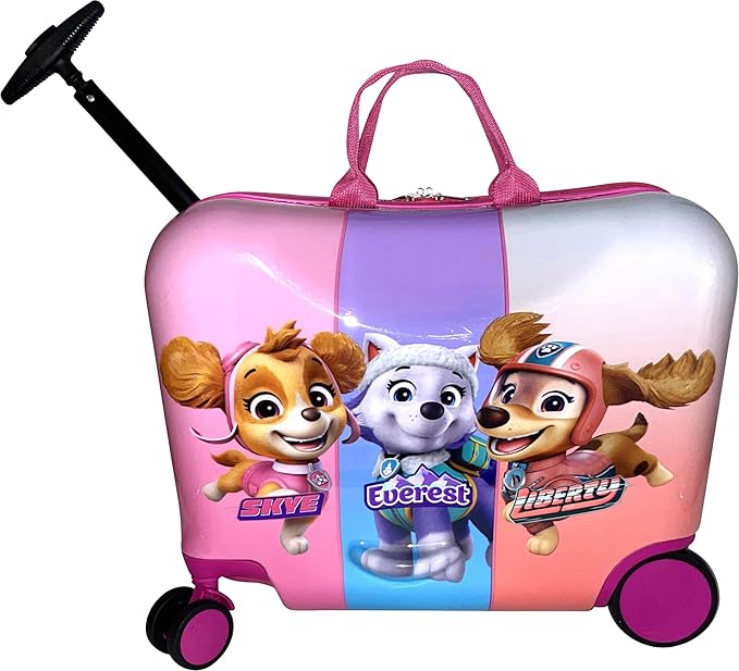 Fast Forward Ride-On 18" Suitcase For Kids/Tow-Along Toddler Carry-On Luggage With Wheels (Paw Patrol-Girls)