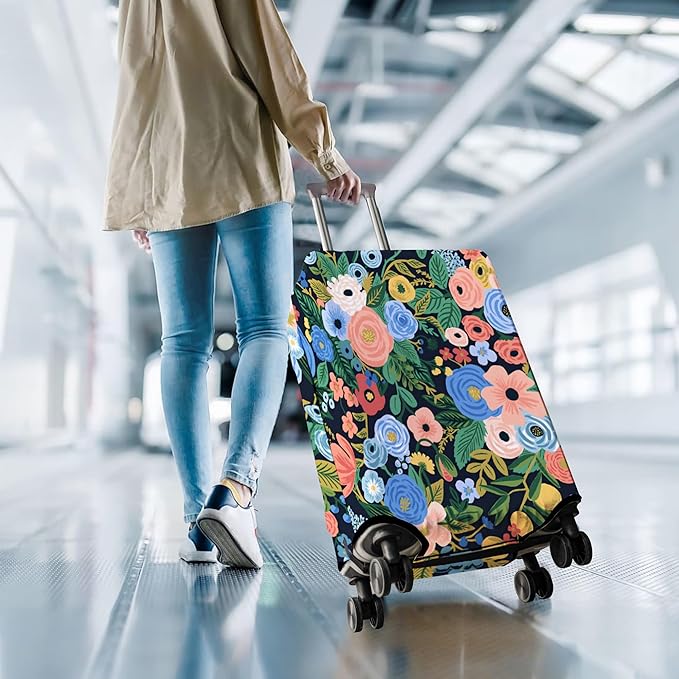 Travel Luggage Cover Suitcase Protector Fits 18-32 Inch Wheel Covers PatternedTravel Related Items Flower Luggage Protector Elastic XL