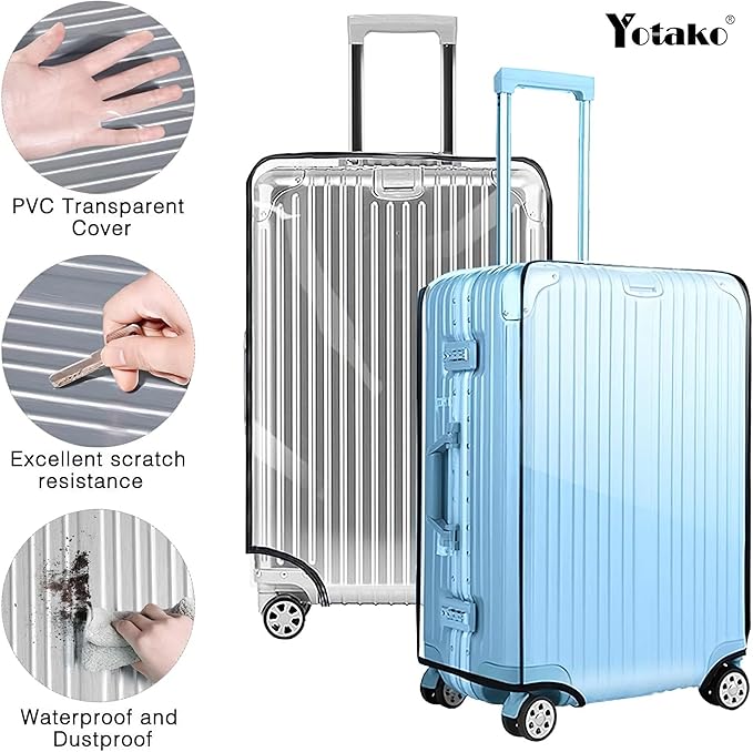 Yotako Clear PVC Suitcase Cover Protectors 26 Inch Luggage Cover for Wheeled Suitcase (26'')