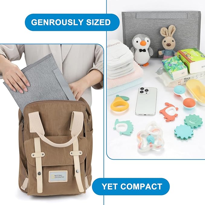 Accmor Portable Diaper Changing Pad, Waterproof Baby Changing Mat, Baby Diaper Changing Pad for Travel, Grey