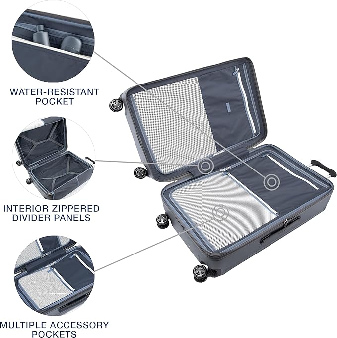 Travelpro Platinum Elite Hardside Expandable Checked Luggage, 8 Wheel Spinner, TSA Lock, Hard Shell Polycarbonate Suitcase, Vintage Grey, Checked Large 28-Inch