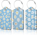 3 PCS Vintage Groovy Flowers Luggage Tags,Suitcase Tags Privacy Cover ID Label with Stainless Steel Loop and Address Card for Travel Bag Suitcase