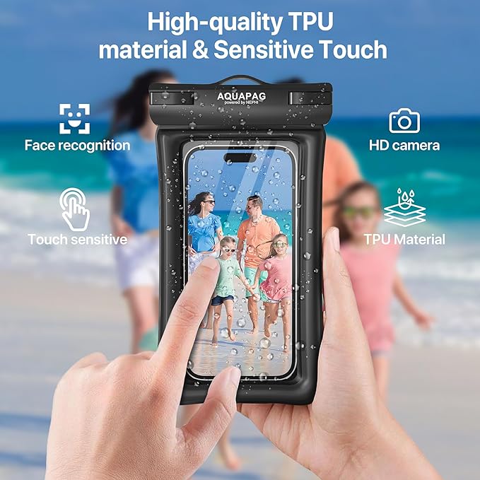 NEPHI IP68 Waterproof Phone Pouch -Up to 8.0"，Adjustable Neck Lanyard Floating Waterproof Phone Case for iPhone,Phone Dry Bags for Vacation Beach Pool Travel Essentials (Assorted Colors 4 Pack)