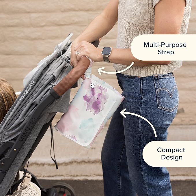 Tiny Twinkle Portable Diaper Changing Pad-Foldable Waterproof Changing Mat&Portable Changing Pad for Travel,Baby Changing Station with Smart Wipes Pocket&Storage (Flutter)