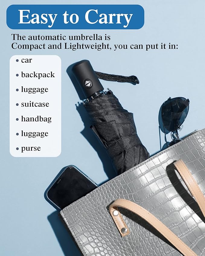 Yahenda 4 Pack Windproof Travel Umbrellas Bulk Automatic Open and Close Umbrella Folding Rain Umbrella for Men Women
