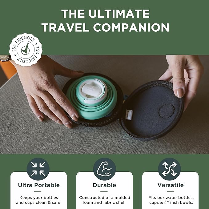 HYDAWAY Pocket Pint - 16oz Collapsible Silicone Cup with Stainless Steel Rim and Protective Travel Case - Reusable, Compact Drinkware for Camping, Festivals, and Everyday Use
