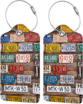 2 Pack Luggage Tags for Suitcases Women Men Kids, License Plates Bag Tags for Leather Luggage with Waterproof Suitcase Tags Privacy Cover Name ID Label Steel Loop for Travel Bag Suitcase