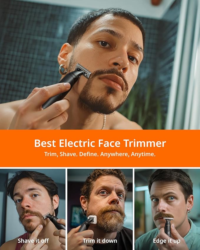 [2025 Upgraded] Beard & Nose Hair Trimmer Kit, [All-in-One] 12 in 1 Rotating Comb, Travel Body Hair Electric Shaver for Men, USB-C Fast Charging, Painless Razor Waterproof Wet/Dry, Black(Pack)