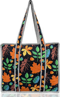 Cotton Quilted Tote Bag for Women – Large Beach & Travel Tote with Zipper, Reusable Grocery Bag
