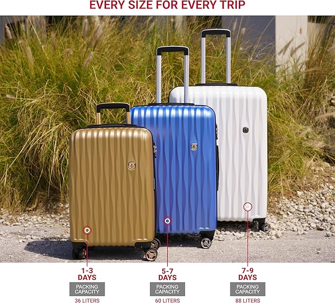 SwissGear 7272 Energie Hardside Expandable Luggage with Spinner Wheels, Navy, 3-Piece Set (19/24/27)