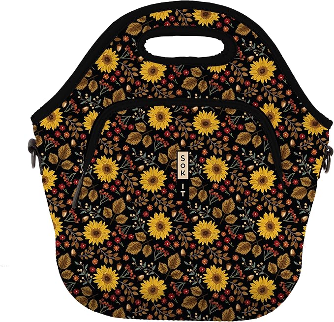 Sok It LunchTote Zippered Bag Insulated Neoprene Caddy (Autumn Glow, X-Large 6.5 Quart Lunch Tote)