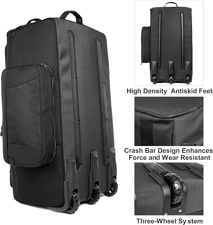 Mountain Land 120L Tactical Duffle Bag Rolling Duffle Bag with Wheels And Handle(Black)