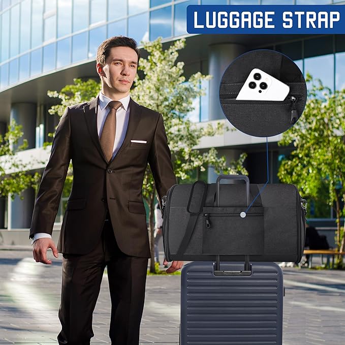 Convertible Duffle Bags for Travel Carry On Suit Duffle Bags with Shoulder Strap 2 in 1 Hanging Garment Duffle Bag for Men Women