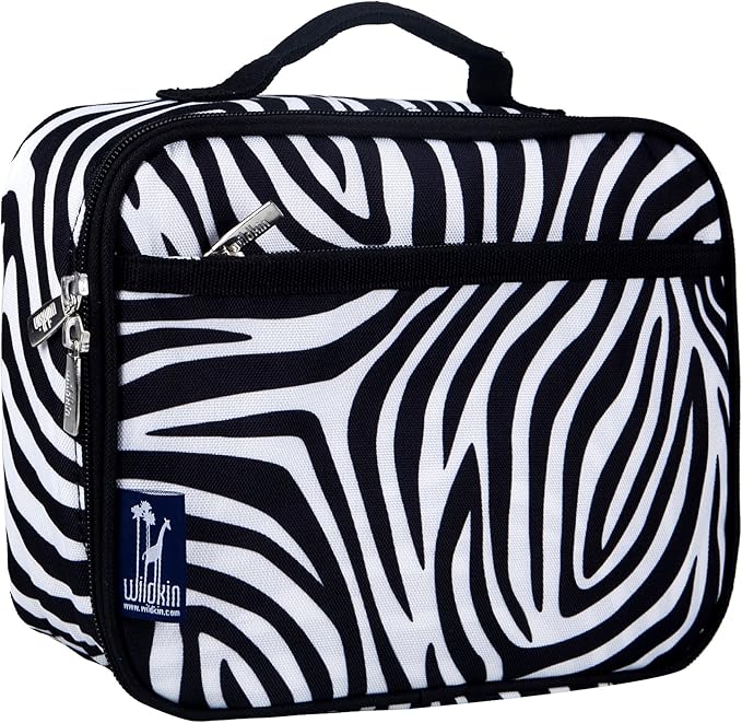 Wildkin Kids Insulated Lunch Box – Durable and Reusable for School & Travel - Zebra