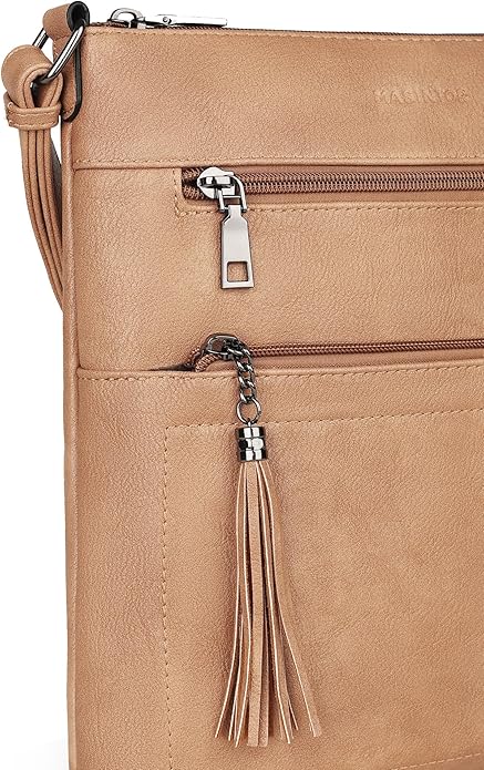 MASINTOR Crossbody Purses for Women, Multi Pocket Casual Crossbody Bag, Adjustable Strap Shoulder Bag with Tassel