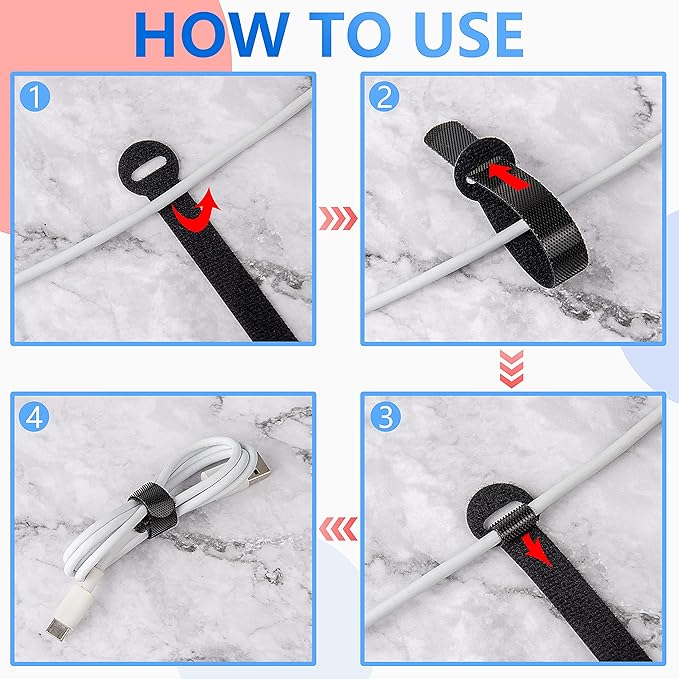 120 PCS 5/6/8 Inch Cord Wraps for Charging Cords – Data Cable Organizer Ties – Reusable Cable Ties – Electrical Wire Straps, Black