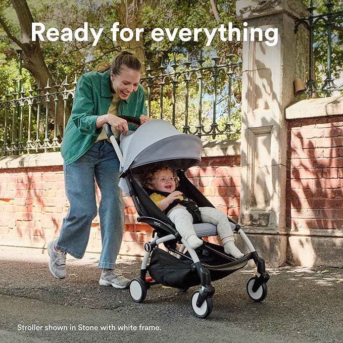 Stokke YOYO3 Stroller from 6 Months - Includes Black Frame/Aqua Seat Cushion + Canopy - Folds in & Out in a Flash - Light & Compact - Carry-On Compatible