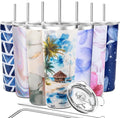 THILY Vacuum Insulated Stainless Steel Tumbler Travel Mug 26 oz Coffee Cup with 2 Lids and Straws, Splash Proof, Reusable, Keep Iced Drinks Cold, Coastal Breeze
