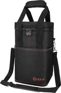 Opux 4 Bottle Insulated Wine Cooler Bag - Leakproof Padded Portable Wine Bottle Carrier for Travel Picnic BYOB Gift (Black)