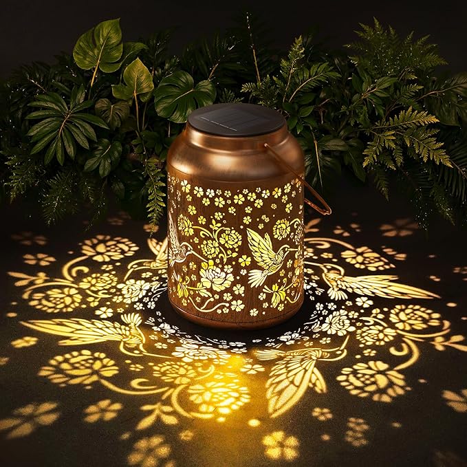 TECKNET Hummingbird Solar Lanterns Outdoor Waterproof - Hanging Solar Lights Decoration for Garden, Patio, Yard - Birthday Gifts for Women, Grandma, Hostess - Decor Solar Lantern for Outside, Porch