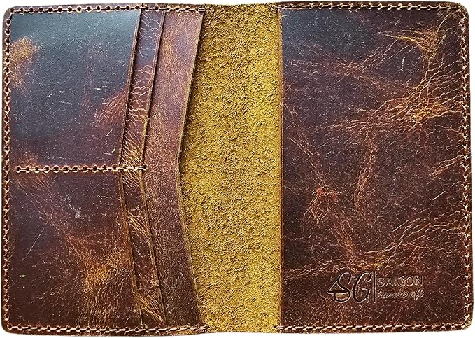 Leather Passport Holder for Men and Women - Handmade Vintage Travel Wallet - Mens Passport Case with Card Organizer - Genuine Leather Passport Cover - 4 Card Slots (Style B)