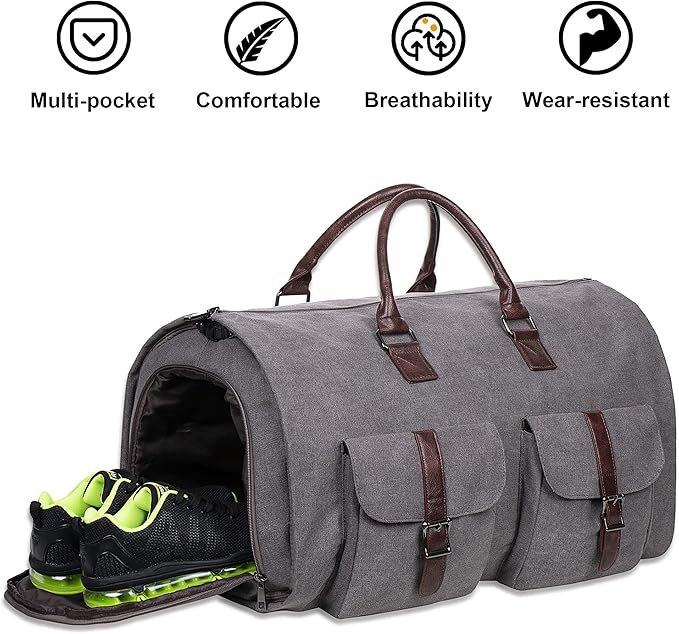 seyfocnia Convertible Travel Garment Bag,Carry on Garment Duffel Bag for Men Women - 2 in 1 Hanging Suitcase Suit Business Travel Bag