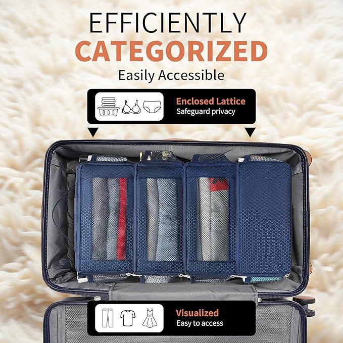Suitcase Organizer Travel Bags Organizer for Luggage Compression Hanging Packing Cubes for Travel Carry on Closet (Bag Only)