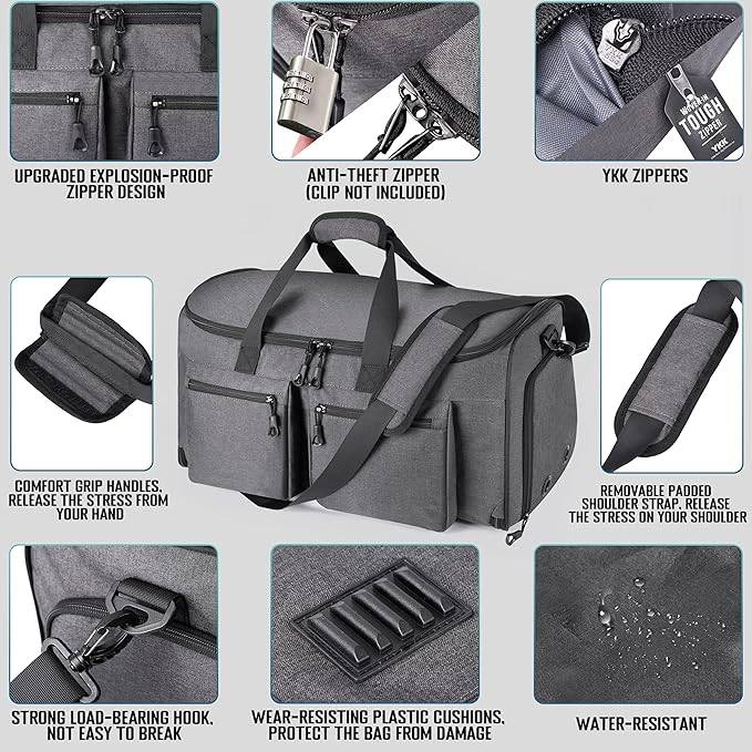 Convertible Garment Duffel Bag with Mesh Storage Bag, Water-Resistance Carry On Garment Bag with Suit Compartment, 2 in 1 Hanging Suit Travel Bag