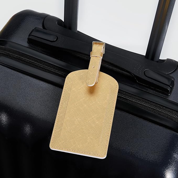 3 Pack Luggage Tags for Suitcases, TSA Approved Bag Tags, Baggage Tags with Privacy Protection, Travel Essentials Luggage Accessories, Golden