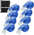 Cartman 1" x 12' Lashing Straps Cargo Tie-Down Strap Up to 600lbs, 8pk in Carry Bag, Blue