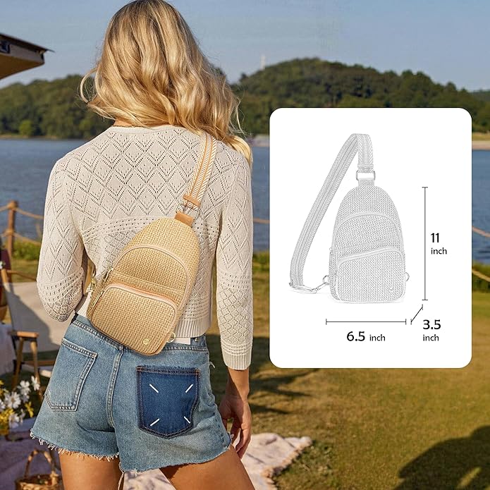 Haytijoe Summer Straw Purse Small Sling Bag RFID Blocking Crossbody Bags for Women Beach Raffia Bags Fanny Packs