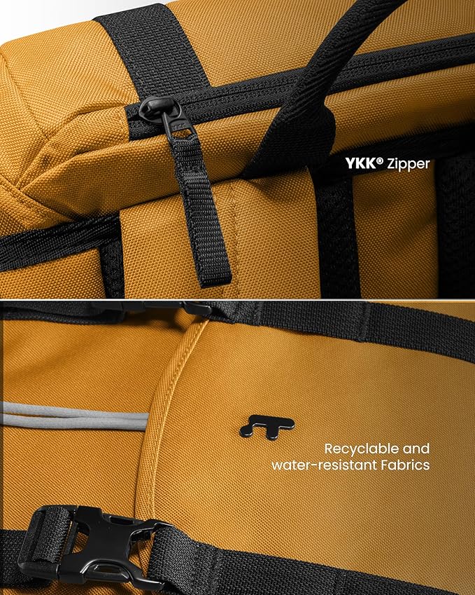 tomtoc Flap Laptop Backpack, Lightweight, Water-Resistant Casual Daypack, Durable Work-pack, Vintage Classic Rucksack for 13-15.6 Inch Laptop, perfect for Campus, Street, 22L Yellow