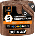 Multipurpose Protective Cover Brown Poly Tarp 30' x 40' - Durable, Water Resistant, Weather Resistant - 5 Mil Thick Polyethylene - by Xpose Safety