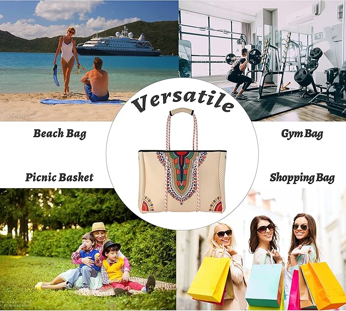 QOGiR Neoprene Multipurpose Beach Bag Tote with Inner Zipper Pocket … … … …