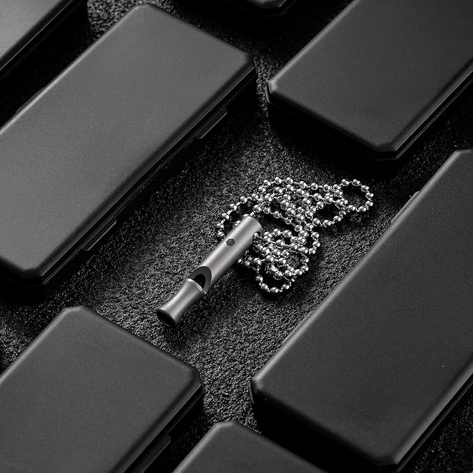 KeyUnity Titanium Emergency Whistle with Metal Lanyard, 120dB+, One-Piece Outdoor Survival Whistle, Ultra-Light, Rustproof