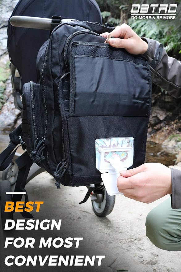 Diaper Bag Backpack for Dad, DBTAC Large Baby Nappy Bag for Men w/Changing Mat, Insulated+Wipe Pockets, Stroller Straps, Black