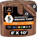 Multipurpose Protective Cover Brown Poly Tarp 8' x 10' - Durable, Water Resistant, Weather Resistant - 5 Mil Thick Polyethylene - by Xpose Safety - by Xpose Safety